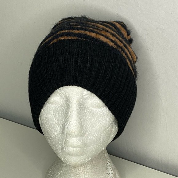 🔺SOLD🔺Topshop Fuzzy Tiger Striped Ri Cuff Beanie - Picture 2 of 4